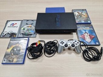 Playstation 2 s plně funkční mechanikou + 5her + kabelaž