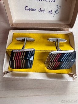 Retro manžetové knoflíčky v krabičce – geometrický vzor