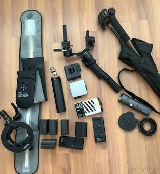 Video balíček - světla, gimbal, baterky