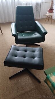 2 ks kožená točící křesla + 1ks sedátko