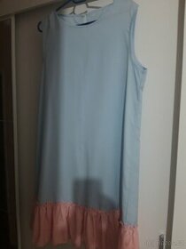 Modro růžové letní šaty s volánem vel. universal