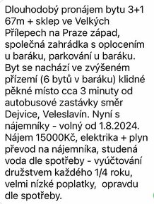 Dlouhodobý pronájem bytu Velké Přílepy