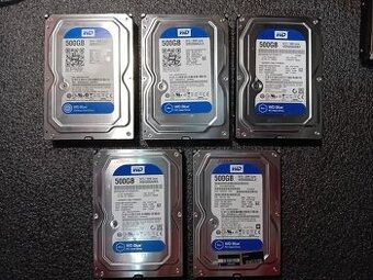 5x HDD WD BLUE SATA 500GB 3.5" - super stav