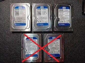 3x HDD WD BLUE SATA  500GB 3.5" - super stav
