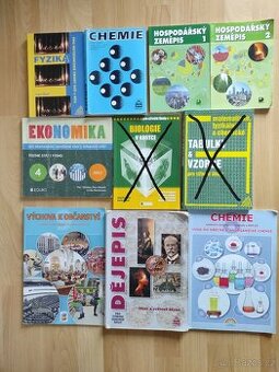 učebnice SŠ,fyzika, chemie, dějepis, ekonomika od 40Kč