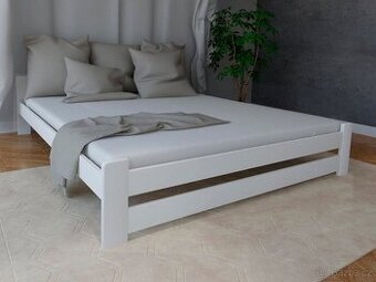 Nová postel MASIV borovice bílá 180x200 + ROŠT