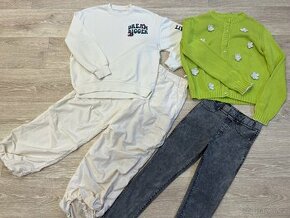 Dívčí kalhoty H&M,rifle,mikina 146,152