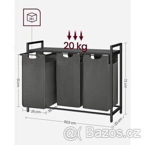 NOVÝ Koš na prádlo 3 x 38 L - BLH301G01 - 1