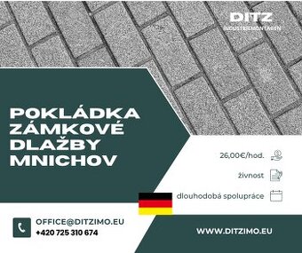 Pokládka zámkové dlaťby, asfaltéři, Německo