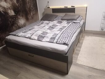 Manželská postel Lanka graphite/dub Sonoma  160x200