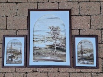 Triptych Beskydy, olej, autor Josef Žoch, 1990