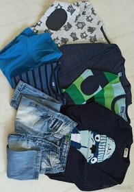 Komplet 3x svetr+mikina + rolák + tričko + rifle, vel.98/104