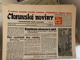 Rok 1935 - výtisky československých novin