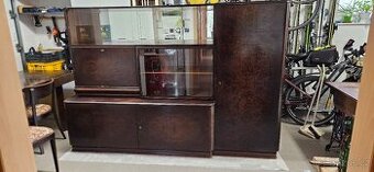 Starožitná stěna + stůl a židle