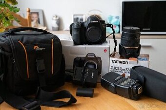set Canon eos 6d mark ii+ objektiv, blesk a příslušenství