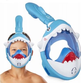 Celoobličejová šnorchlovací maska Shark - dětská
