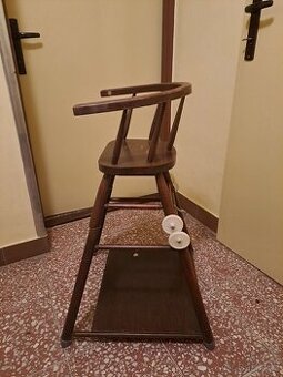 Dětská dřevěná jídelní stolička židlička retro