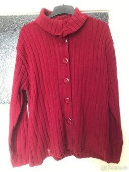 Teplý svetr na knoflíky - vínový XL/XXL - 1