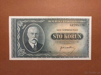 100 Kčs 1945 - TOP STAV - NEPERFOROVANÁ