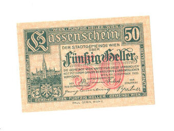 Nouzová bankovka Wien (Vídeň), 1920