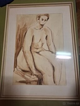 Obraz akt sedící (Karel Retter)originál