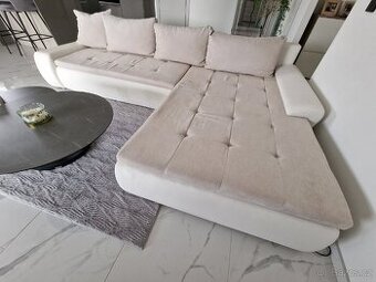 Rohová pohovka, rozkládací, s úložným prostorem