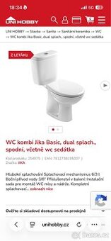 WC kombi Jika Basic, dual splach., spodní, včetně wc sedátka
