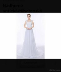 nádherné antické/těhotenské svatební šaty S/M - 1