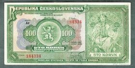Staré bankovky 100 korun 1920 pěkný stav 
