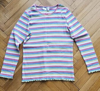 Dívčí pruhované tričko žebrovaný materiál vel. 152/158