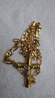 ZLATÝ ŘETĚZ FIGARO S KŘÍŽKEM 65.5CM//27G - 1