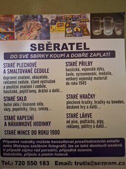 Koupím staré hračky ,vojenský materiál atd.