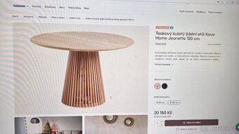 Kulatý JÍDELNÍ stůl KAVE HOME JEANETTE 120 CM