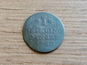 1 Skilling 1762 Dánské království originál mince Dánsko