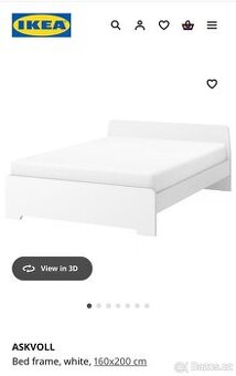 IKEA manželská postel ASKVOLL 160x200 cm s rošty a matrací