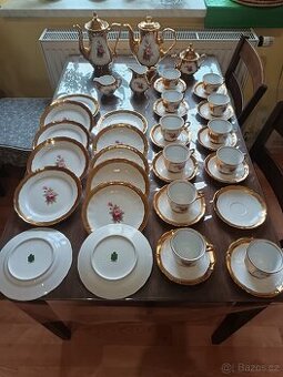 Porcelánový servis 24karátové zlato starožitnosti Bavorsko