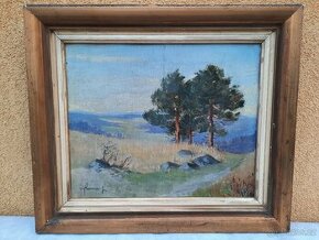 Obraz Krajina tři borovice 34,5 x 28 cm // rám 46 x 40 cm