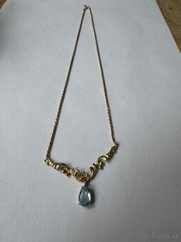 Zlatý náhrdelník s akvamarínem