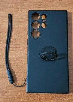 Černý kryt s poutkem a prstenem pro Samsung S23 Ultra