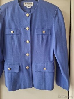 Modré eleg. dámské sako, franc.. výr., vel 38