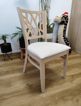 Židle 2x, světlé dřevo, světlý potah