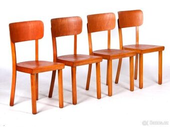 Bukové jídelní židle TON, 4 kusy, zachovalý stav.
