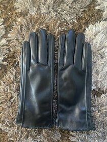 Koženkové černé rukavice