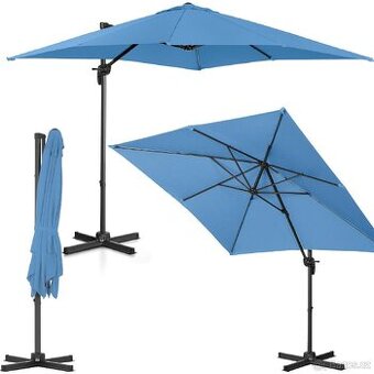 Modrý slunečník 2,5x2,5m, otočný+naklápěcí
