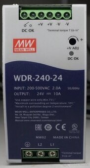 Napájecí zdroj MEAN WELL WDR-240-24 Din Rail - šedý