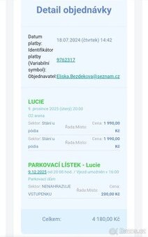 Vstupenky Lucie 9.12.2025