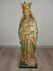 Starožitná celodřevěná Panna Marie s Ježíšem