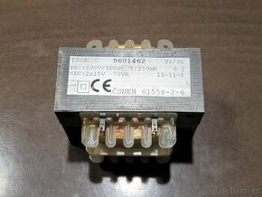 Síťový transformátor P:230V S:2x15V 70VA