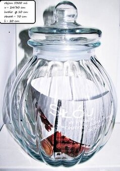 Velká skleněná nádoba dóza silně těsnící - 5, 3 l / nová