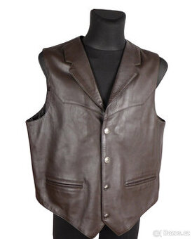 Kožená pánská hnědá vesta SCULLY vel. XL
